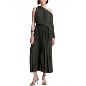 knee length dresses for ladies A.L.C. Women's Renzo Pleated Midi Dress - Black main image 0